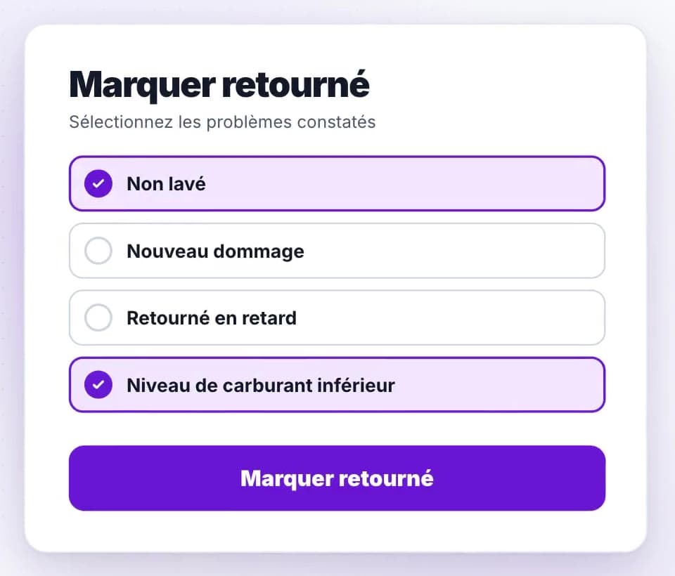 Return check: app screen